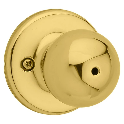 Kwikset 93001-873 Polo Privacy Door Knob, Polished Brass, 2-3/8" & 2-3/4" Backset