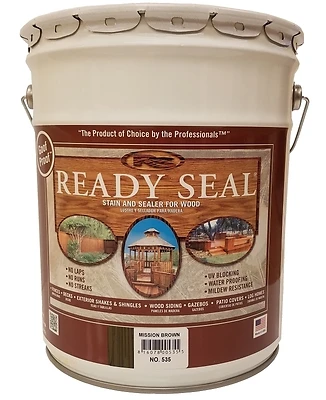 Ready Seal 535 Exterior Wood Stain & Sealer, Flat Mission Brown, 5-Gallon
