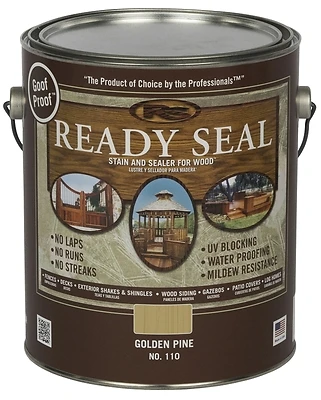 Ready Seal 110 Exterior Wood Stain & Sealer, Flat Golden Pine, 1 Gal