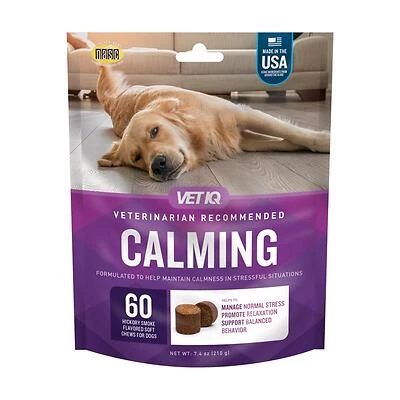 VetIQ Calming Hickory Smoke Flavor Soft Chew for Dogs, 7.4 oz., Count of 60, 1.5 IN