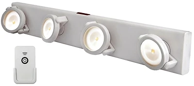 Westek LPL704WRC LED Under Cabinet Track Light, 4-Lamp, Battery Operated, White