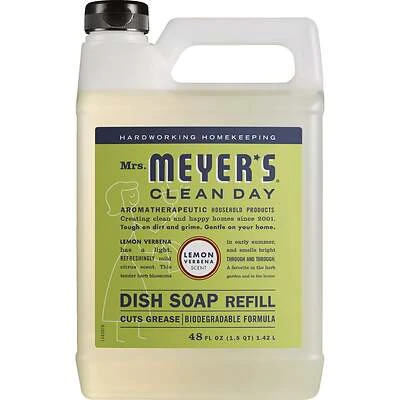Mrs. Meyer's Clean Day 11181 Dish Soap Refill, Lemon Verbena, 48 Oz