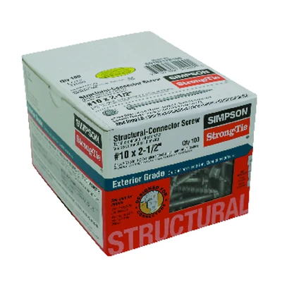 Simpson Strong-Tie Strong-Drive SD Series SD10212R100-R Connector Screw, #10 Thread, Serrated, 1/4 in Drive, Sharp Point
