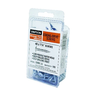 Simpson Strong-Tie SD8X1.25-R Wood Screw, #8 x 1-1/4 In., Wafer Head