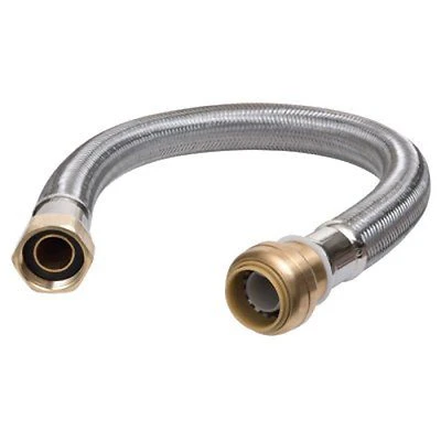 SharkBite UR3088FX24 Water Heater Connector, Braided Stainless Steel, 3/4 In. FIP x 24 In.