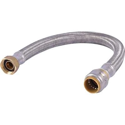 SharkBite UR3088FX18 Water Heater Connector, Braided Stainless Steel, 3/4 x 3/4 In., 18 In.