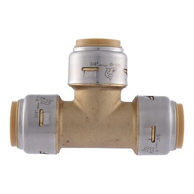 Push-Fit Pipe Tee, Lead Free, 3/4 In.