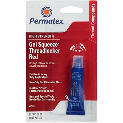 Permatex 27005 Threadlocker Gel, Red, High-Strength, 5g