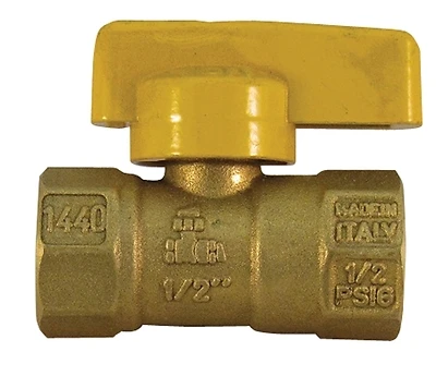 1/2 Inch Fip X 1/2 Inch Fip Gas Valve - Brass Construction