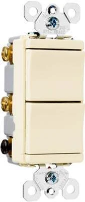 Pass & Seymour/Legrand 15-Amp Light Almond Double Pole Decorator Light Switch