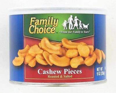 808 Salted Cashew Pieces, 9 Oz Resealable Can, Pack Of 12