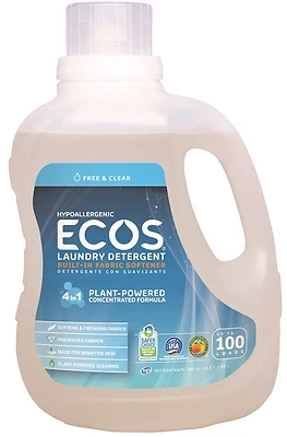 Earth Friendly Ecos 9889/04 Free & Clear Liquid Laundry Detergent, 100 Oz