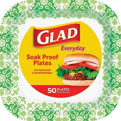 Everyday 10.25 In. Green Square Paper Plates - 50 Count