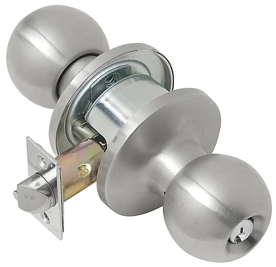 Tell Satin Store Room Knob, Schlage C Keyway, 2-3/8 to 2-3/4-In Backset