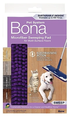 Bona AX0003628 Microfiber Sweeping Pad, Electrostatic, Reusable