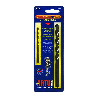 Artu 01445 Porcelain Tile Drill Bit, 3/8 In. Dia, 5/32 In. Pilot