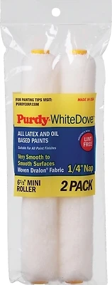 Purdy 14G605060 White Dove Paint Roller Cover, 1/4 In. Nap, 6.5 In., 2 Pk