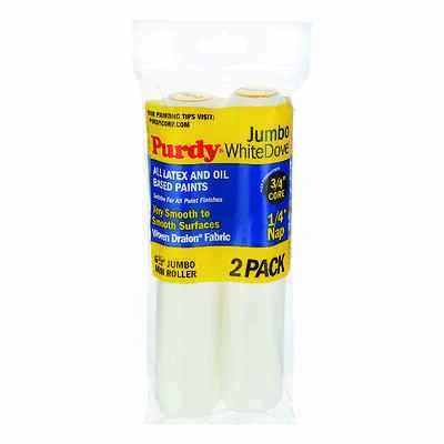 Purdy 140626010 White Dove Jumbo Mini Paint Roller Cover, 6-1/2 x 1/4 In. Nap, 2-Pk.