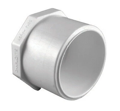 Schedule 40 PVC Plug Spigot, White, 1 In.
