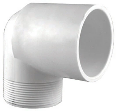 Schedule 40 PVC Street Elbow, 90 Degrees, White, 2 In. MPT