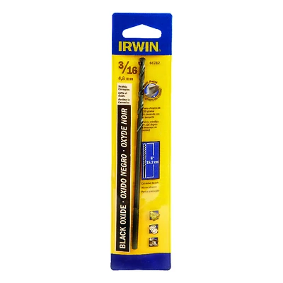 Irwin 66712 Drill Bit, 3/16 In. Dia, 6 In. OAL, M-2 Black Oxide