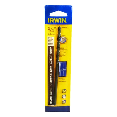 Irwin 66716 Drill Bit, 1/4 In. x 6 In., M-2 Black Oxide, Extended Length