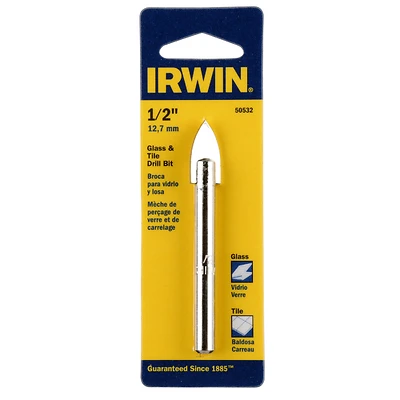 Irwin Carbide Tipped Glass & Tile Drill Bit, 1/2 In. x 6-1/4 In.