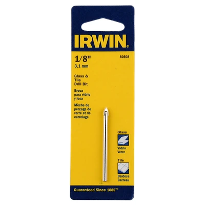 Irwin 50508 Glass & Tile Drill Bit, Carbide Tip, 1/8 In.