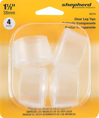 Shepherd Hardware 6214 Leg Tip, Round, Plastic, Clear, 1-1/2 in Dia, 1-1/8 in H