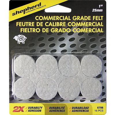 Shepherd Hardware 6706 Protective Pad, Felt, Beige, 1 in Dia