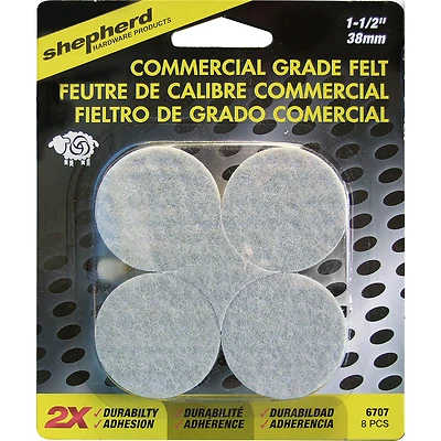 Shepherd Hardware 6707 Protective Pad, Felt, Beige, 1-1/2 in Dia, Round