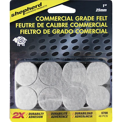 Shepherd Hardware 6708 Protective Pad, Felt, Beige, 1 in Dia, Round, 48/PK