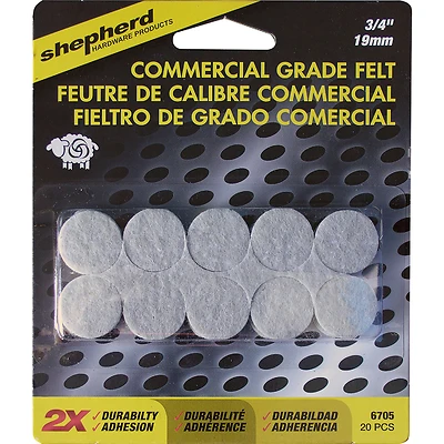 Shepherd Hardware 6705 Protective Pad, Felt, Beige, 3/4 in Dia, Round