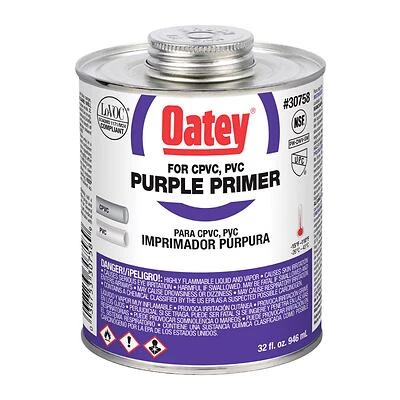 Oatey 30758 Purple Pipe Primer, PVC & CPVC, 32 oz.