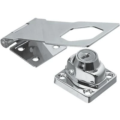 National Hardware N206-953 Keyed Hasp Lock, Chrome, 4-1/2 In.