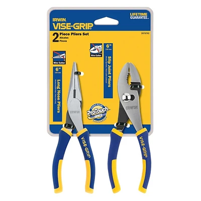Irwin Vise-Grip 2078702 2-Pc. Pro Pliers Set, Slip Joint & Long Nose, 6 In.