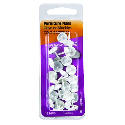 Hillman 122685 Furniture Nail, Round Head, White, #210, 25-Pk.
