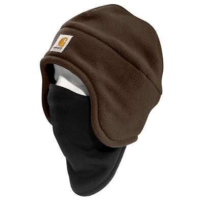 Men's Fleece 2-in-1 Hat With Face Mask, Dark Brown, One Size