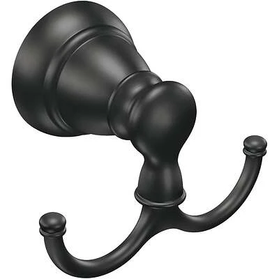 Moen Banbury Y2603BL Robe Hook, 2-Hook, Zinc, Matte, Wall Mounting
