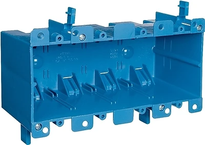Carlon B468R 4-Gang Old Work Outlet Box, PVC, Blue, 68 Cu In