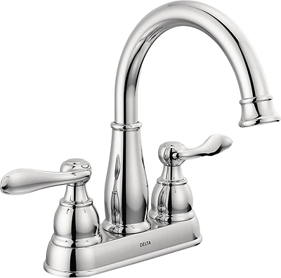 Delta Windemere Series 25896LF Centerset Bathroom Faucet, 1.2 gpm, 2-Faucet Handle, 3-Faucet Hole, Metal, ADA Compliant