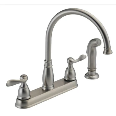 Delta Windemere 2-Handle Kitchen Faucet, Side Spray, Stainless Steel