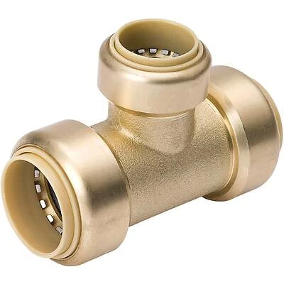 Push-On Pipe Tee, 3/4 x 3/4 x 1/2 In. Copper