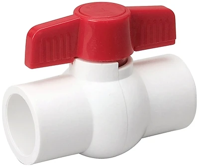 Solvent Ball Valve, White PVC, 2 In.