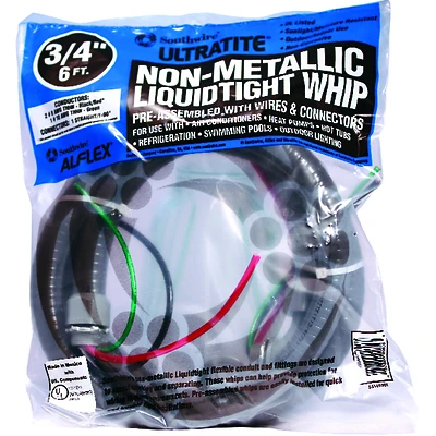 Southwire 55189307 Flexible Non-Metallic Pre-Wired Whip, 3/4 In. x 6 Ft.