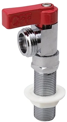 Replacement Washing Machine Hot Water Valve, Chrome Plated Brass, 1/4 Turn, Red Handle