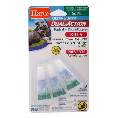 UltraGuard Dual-Action Topical Flea & Tick Drops, 5-14 Lb. Dogs, 3-Pk.