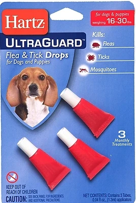 Hartz UltraGuard Dual Action 3-Month Supply Flea & Tick Treatment For Dogs & Puppies From 15 to 30 Lb.
