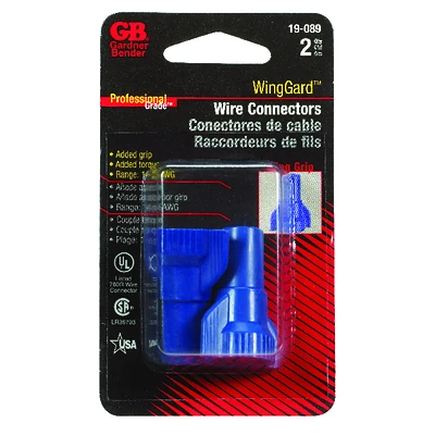 Gardner Bender 19-089 Wing-Gard Wire Connector, Screw-On, 14-6 AWG, Blue, 2-Pk.