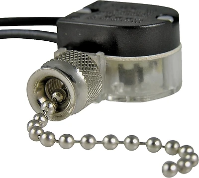 Pull Chain Switch, Nickel-Plated, Single-Pole/Single-Throw,  6-Amp